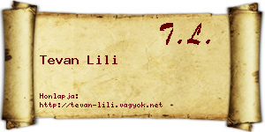Tevan Lili névjegykártya